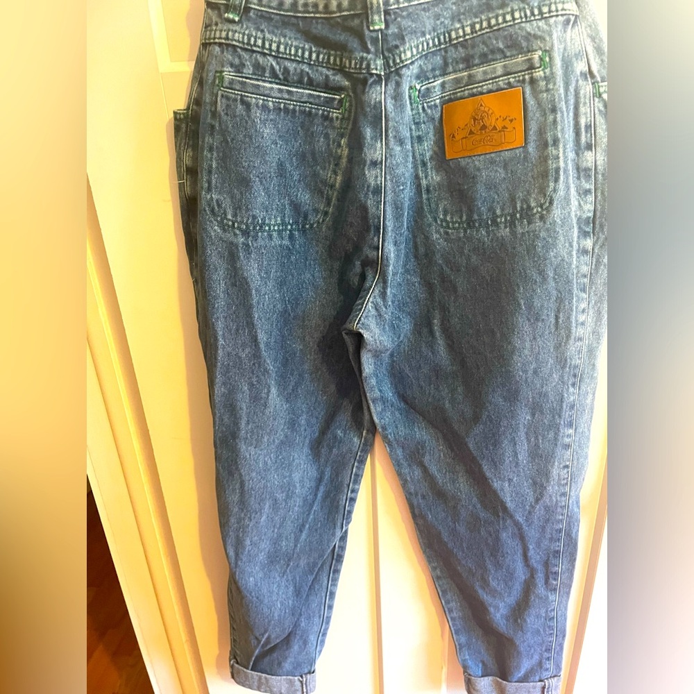 Coca-Cola vintage high waist button fly winter sport games unique 80s mom jeans